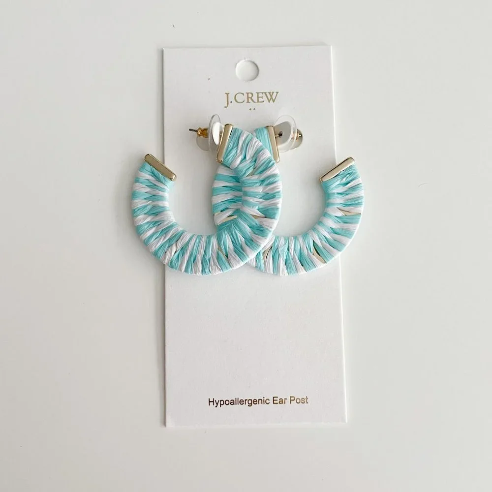 J. Crew Factory Wrapped Hoop Earrings (Glazed Sky White) - Picture 3 of 3